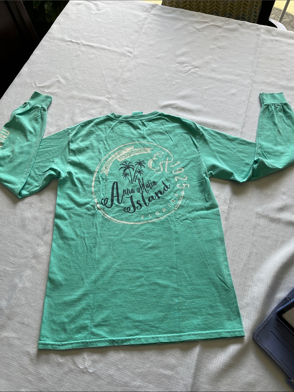 Vintage Anna Maria Island Florida Mint Green Long Sleeve Graphic Tee Size Small - Picture 8 of 8